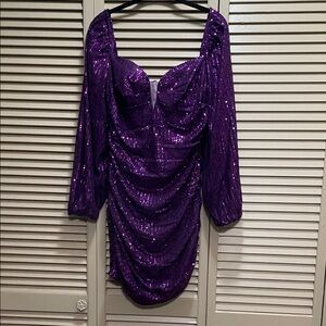 Elegant Purple Sequin Dress